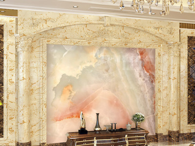 超高清欧式华丽玉石大板背景墙